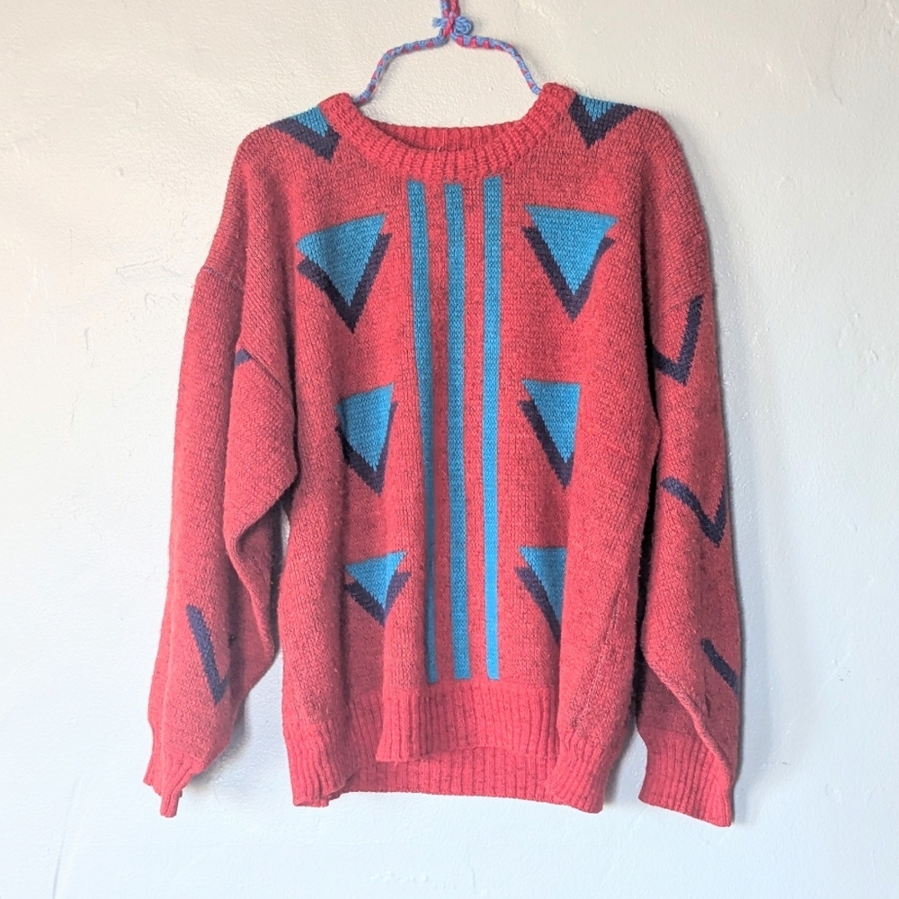 Vintage Union Bay Red Men's Small Sweater – Geometric Pattern - Picture 2 of 5
